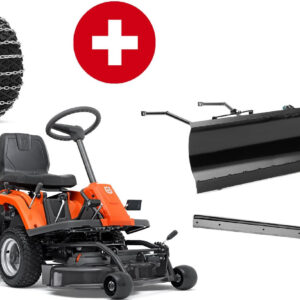 Husqvarna Frontmäher R 112C mit Mähdeck Combi 85 - Winterpaket mit Schneeschild, Gummileiste und Schneeketten - Modell 2025