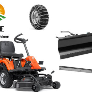 Husqvarna Frontmäher R 112C mit Mähdeck Combi 85 – Winterpaket mit Schneeschild, Gummileiste und Schneeketten – Modell 2025